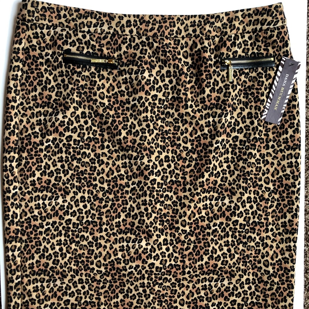 NWT Dana Buchman Pencil Skirt Animal Print 14